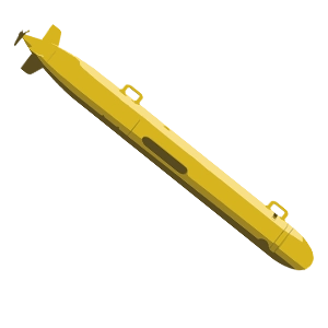 Robot sous-marin jaune en forme de torpille 
